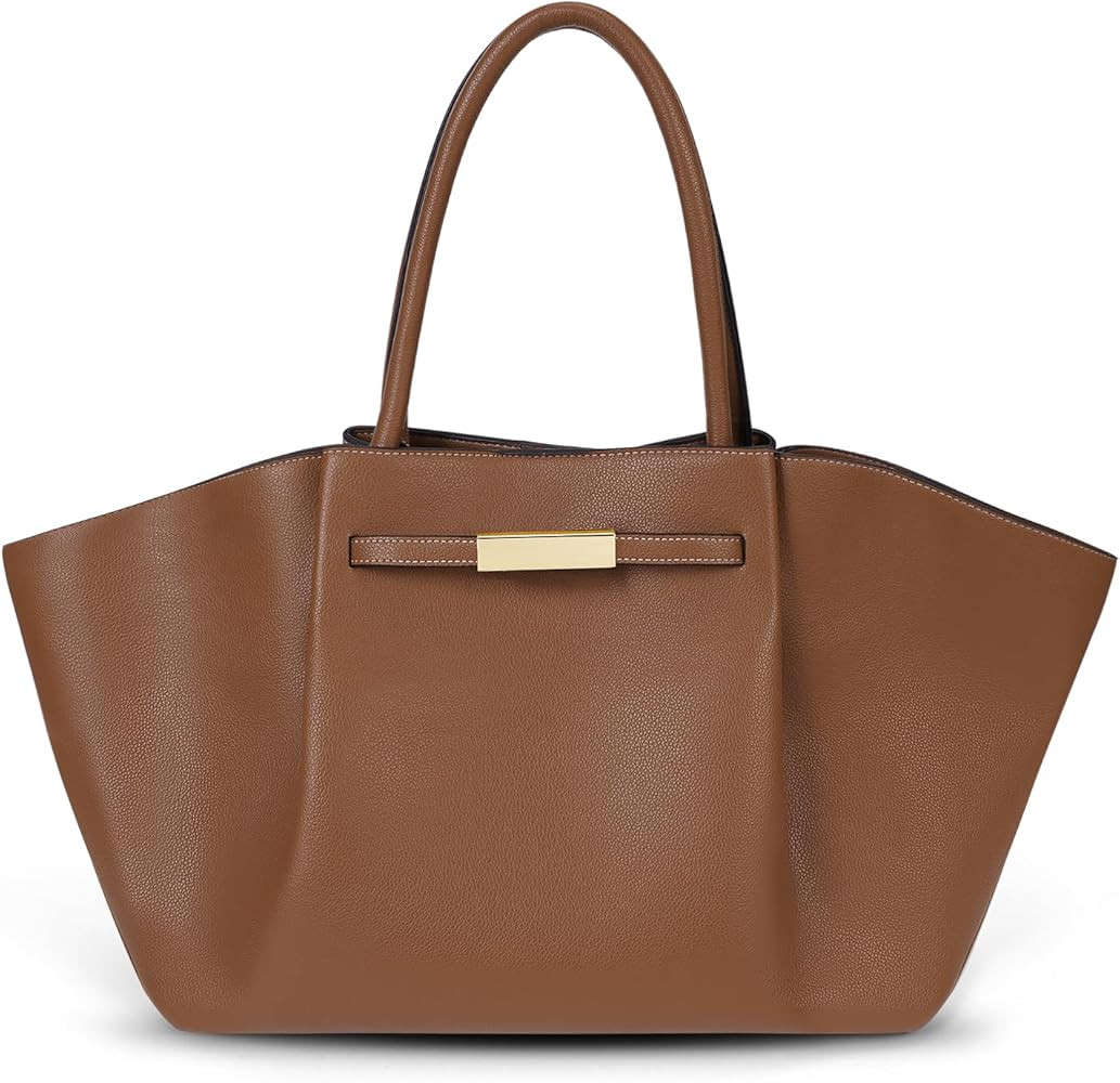 Juoxeepy Tote Bag Faux Leather Work Bag for Women Soft Grained Leather Top Handle Bag Trendy Luxu... | Amazon (US)