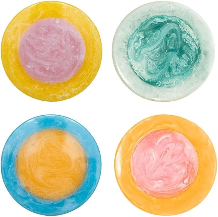 Folkulture Coasters Set of 4 | 4" Round Resin Drink Coasters for Coffee Table Decor |Best Boho D... | Amazon (US)