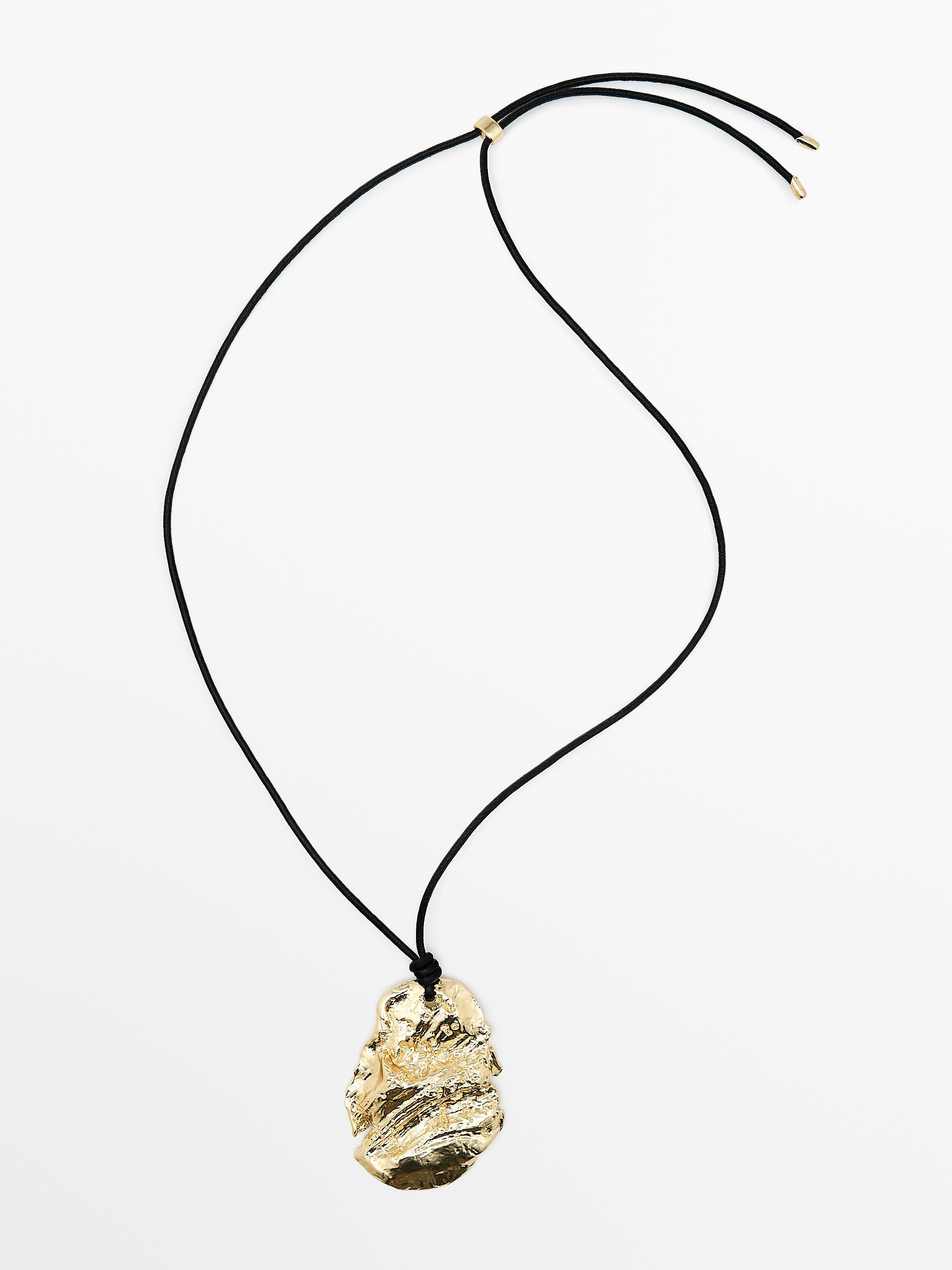 Leather cord necklace with fossil pendant | Massimo Dutti UK