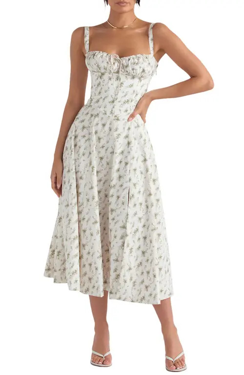 HOUSE OF CB Carmen Floral Bustier Sundress in Garden Print at Nordstrom, Size Small D | Nordstrom