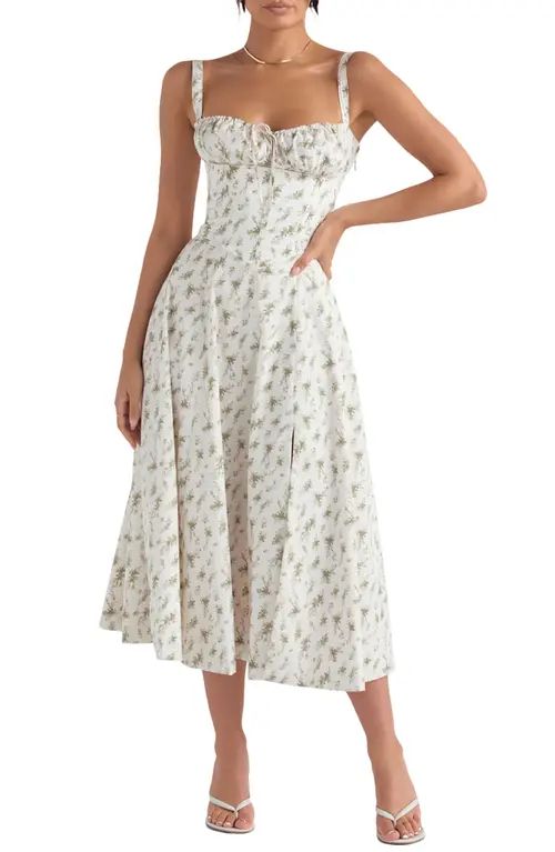 HOUSE OF CB Carmen Floral Bustier Sundress in Garden Print at Nordstrom, Size Small A | Nordstrom