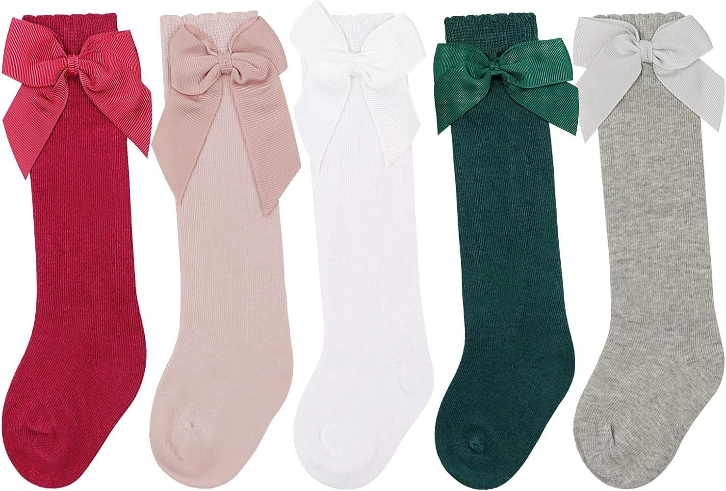 DRESHOW BQUBO Baby Knee High Sock Toddler Girl Dress Socks Baby Knit Stocking Cotton Infant Girls... | Amazon (US)