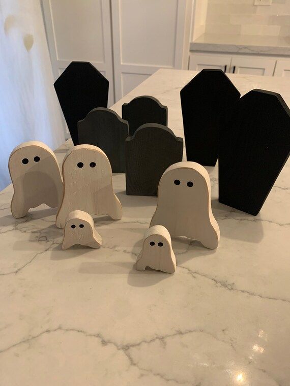 Small Wooden Halloween Ghosts Tombstones and Coffins. Rustic - Etsy | Etsy (US)