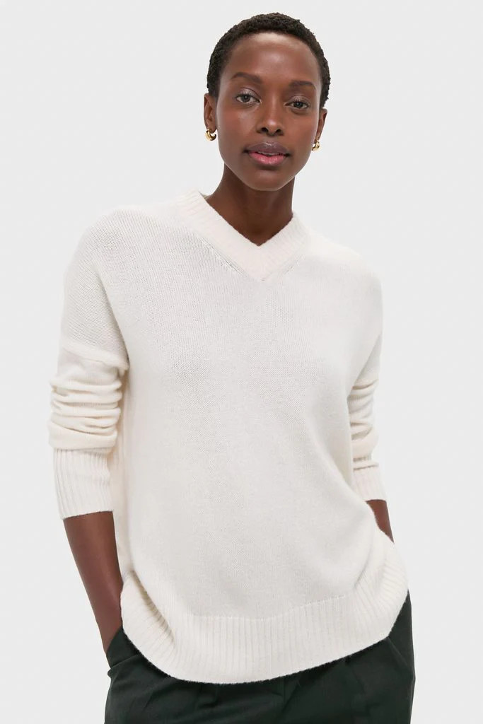 Ivory Cashmere Cassie V-Neck Sweater | Tuckernuck (US)