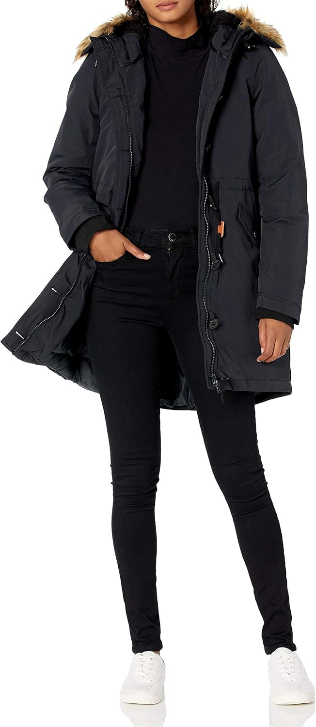 Amazon Essentials Women's Water Resistant Long Sleeve Longer Length Parka with Faux Fur Trim Hood | Amazon (US)