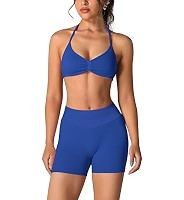 ABOCIW Womens Seamless Workout Sets 2 Piece Strappy Halter Sports Bra Scrunch Butt Shorts Gym Yog... | Amazon (US)