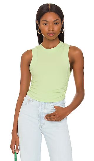 Leah Ruched Rib Tank in Lime | Revolve Clothing (Global)