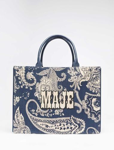 121CABASPAISLEY Jute tote bag with paisley pattern | Maje US