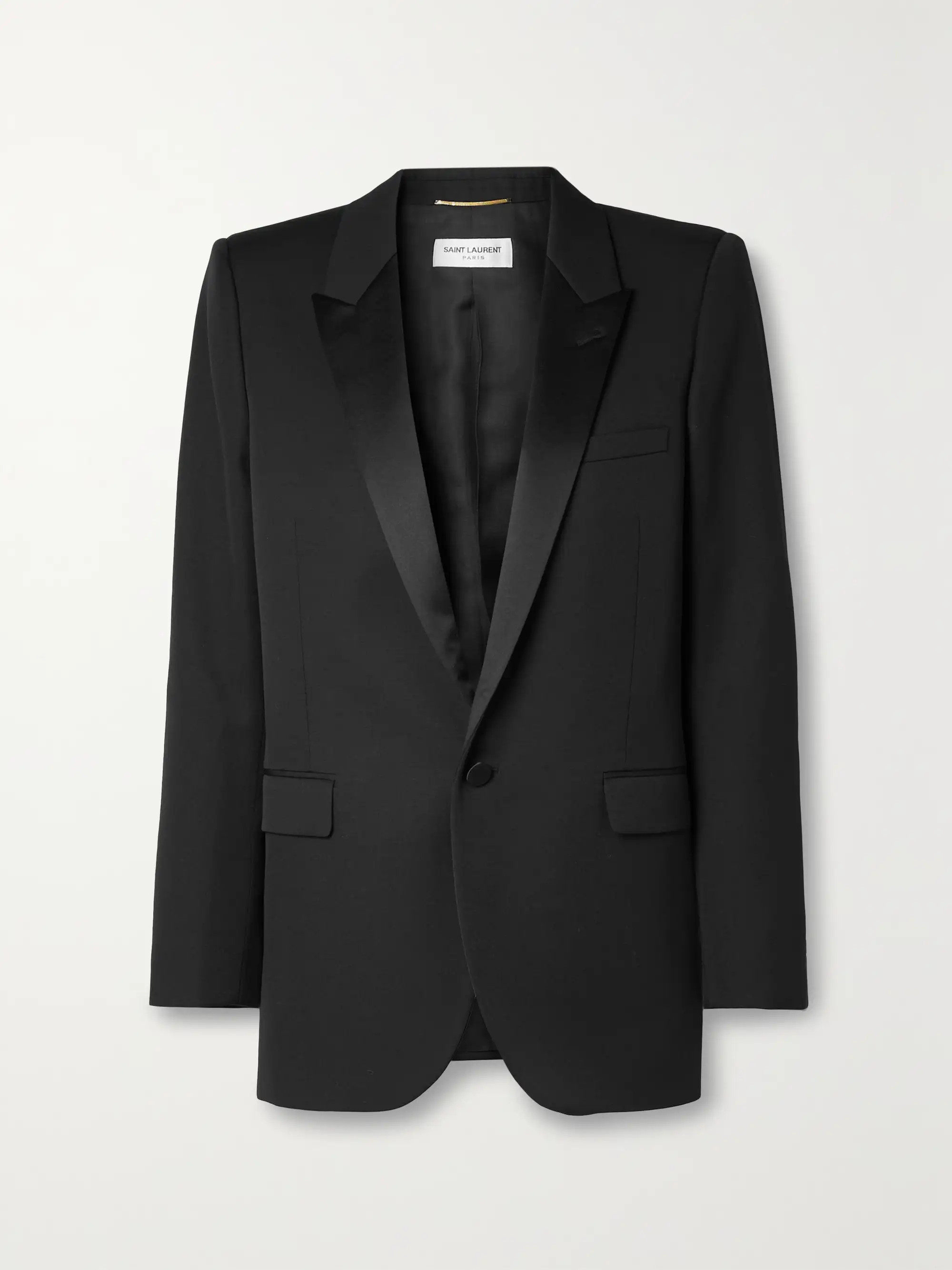 Tube satin-trimmed grain de poudre wool blazer | NET-A-PORTER (UK & EU)