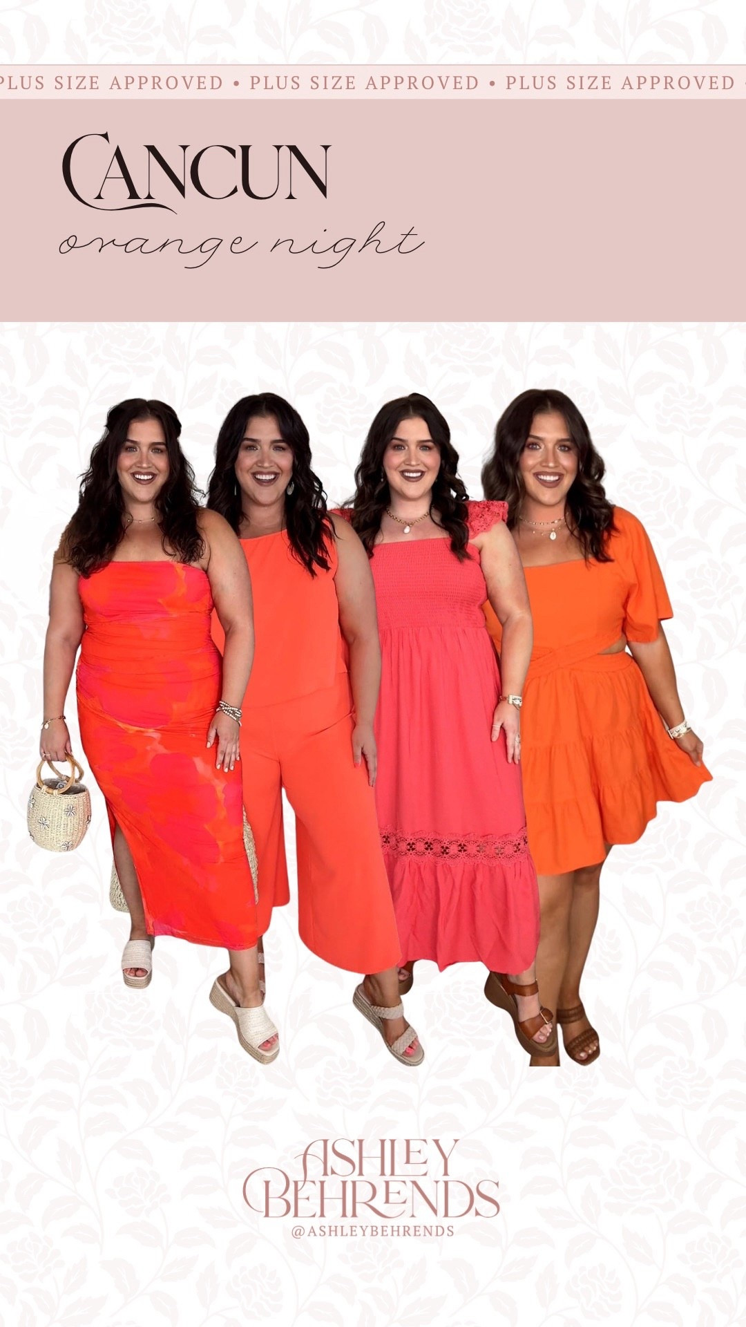 Orange looks gorgeous with a beautiful tan, and these outfits are all stunning for a beach vaca. I can’t decide 🤔 if I’m feeling the pants outfit or the dresses more. These are all plus size friendly, the most beautiful colors in person. 
Plus size outfit inspo 


#LTKTravel #LTKSeasonal #LTKPlusSize