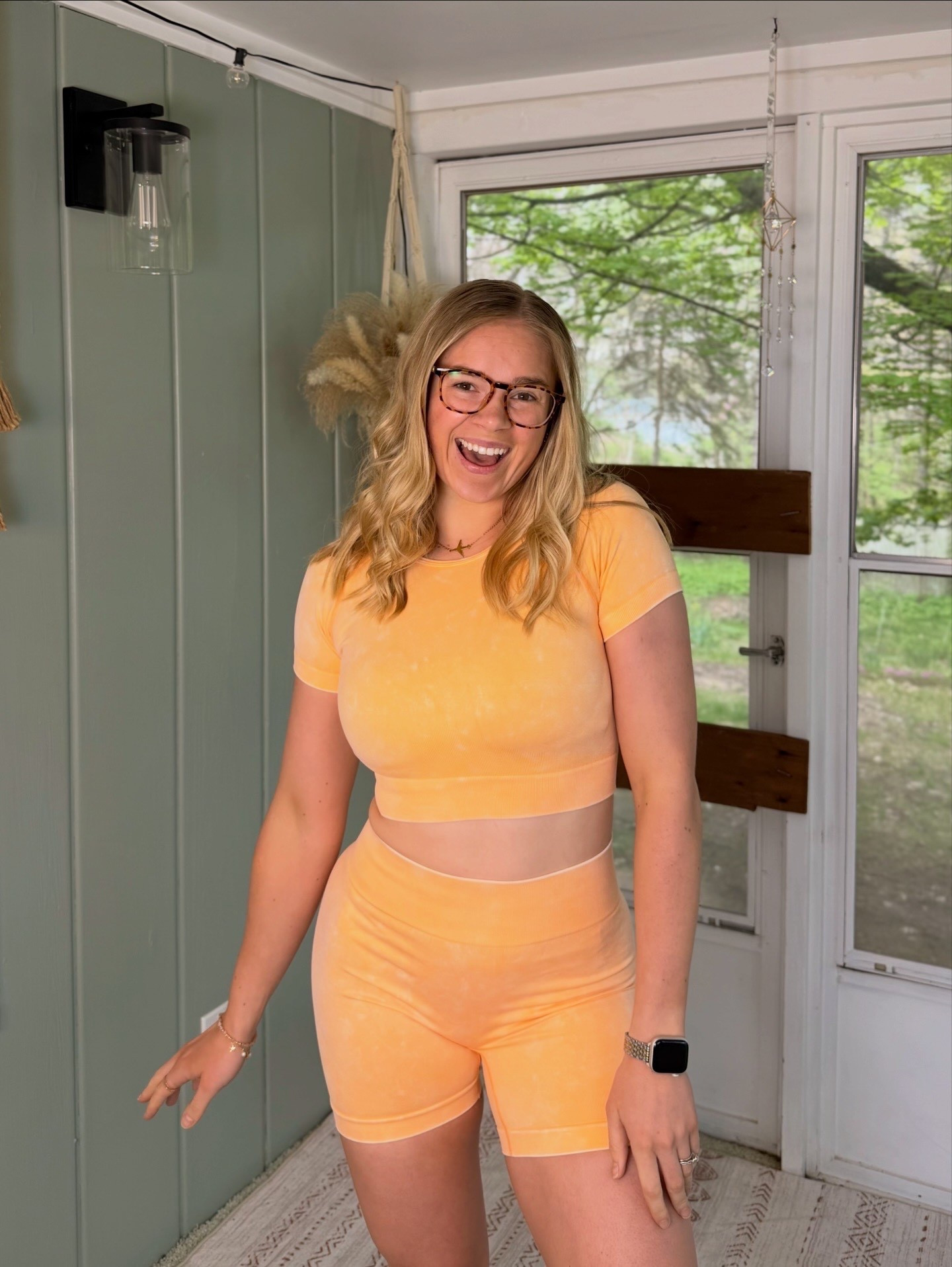 Summer matching workout set. 🧡🍑🍊🏵️This distressed orange is so pretty! It does come in so many other colors too. 
Wearing a size medium, fits true to size. 

🛍️Comment “SET” to shop! 
💸 discount code on Amazon: 2OQW6G7HPDISW

Womens Workout Sets 2 Piece - Seamless Acid Wash Yoga Outfits Shorts and Crop Top Matching Gym Athletic Clothing Set

#cuteworkoutset #cuteworkoutclothes #athleticwearforwomen #bikershorts #bikershortsoutfit

#LTKActive #LTKootd #LTKfitnessgoals
