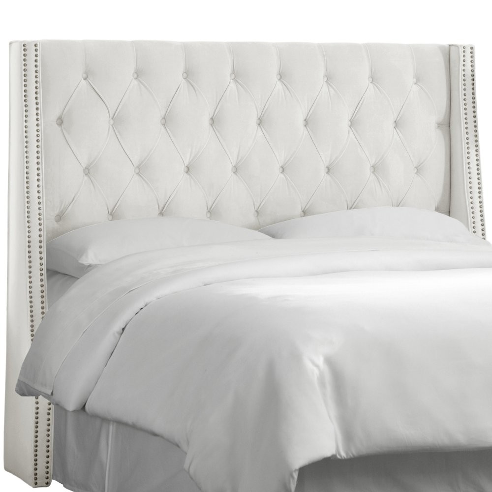 Skyline Tufted Nail Button Wingback Velvet Upholstered Headboard | Hayneedle