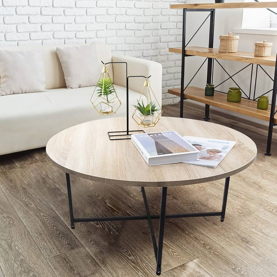 Round Coffee Table Modern Coffee Table Sofa Table Tea Table for Living Room, Office Desk, Balcony... | Amazon (US)