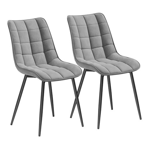 WOLTU Dining Chairs Set of 2, Accent Chairs for Kitchen/Dining Room/Bedroom/Reception Room with Backrest and Upholstered Seat, Velvet, Light Grey, BH142hgr-2 | Amazon (UK)