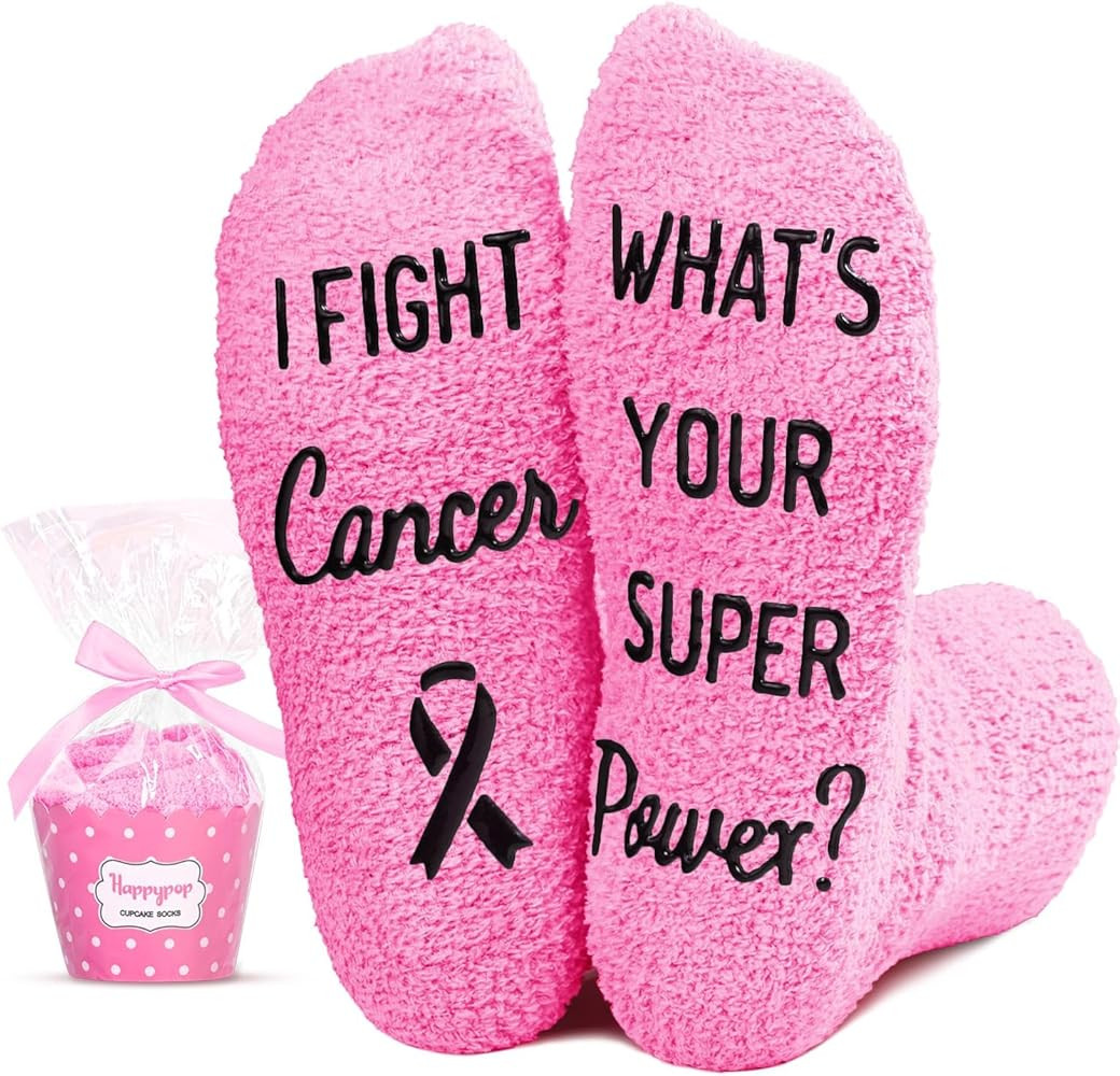 HAPPYPOP Cancer Awareness Socks Women Men - Breast Cancer Care Gifts for Survivor, Chemo Gift | Amazon (US)