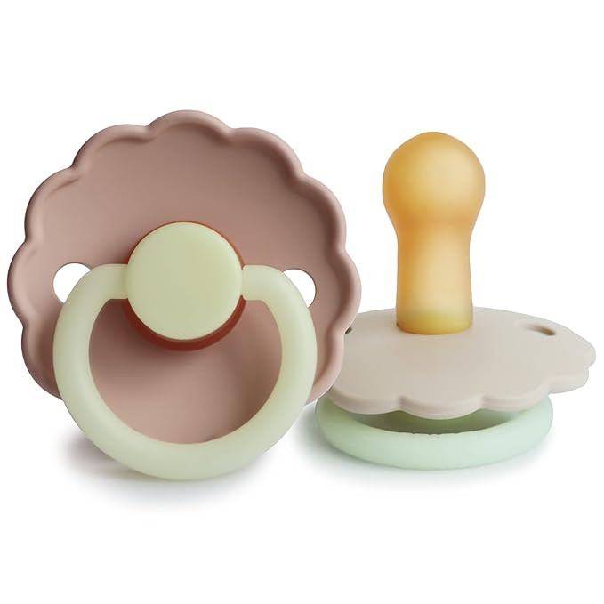 FRIGG Daisy Night Natural Rubber Baby Pacifier | Made in Denmark | BPA-Free (Blush/Cream, 6-18 Mo... | Amazon (US)