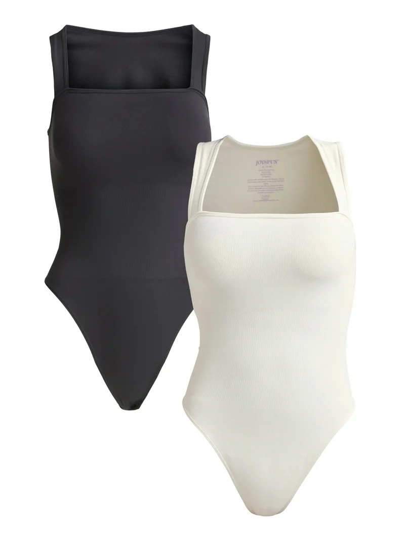 Joyspun Women's Slimming Seamless Sleeveless Bodysuit, 2-Pack, Sizes S-3X | Walmart (US)