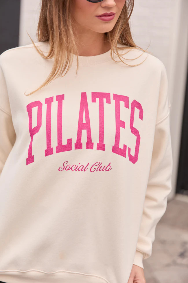 Pilates Cream Graphic Sweatshirt | Pink Lily