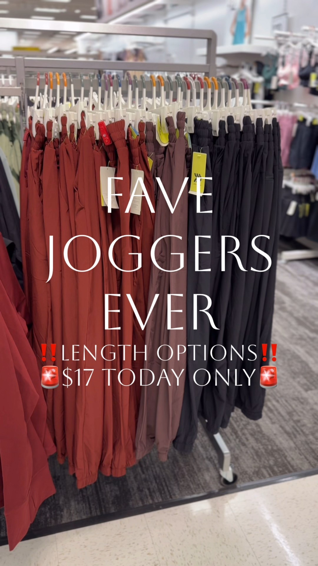 Favorite joggers ever from Target‼️LENGTH OPTIONS‼️ $17 today only for Black Friday!🚨Perfect for everyday wear, travel, casual exercise, and running! Love the moisture wicking, quick drying material, the drawstring elastic waistband, zippered pockets, and that they have a UPF 50+ rating!  They are mid rise + ankle length. The fit is 🔥 yet comfy enough for all day wear!🙌🏻 Five colors available, sizes XS-XXL regular + long. Which color is your fave?👇🏻

#LTKActive #LTKCyberWeek #LTKSaleAlert