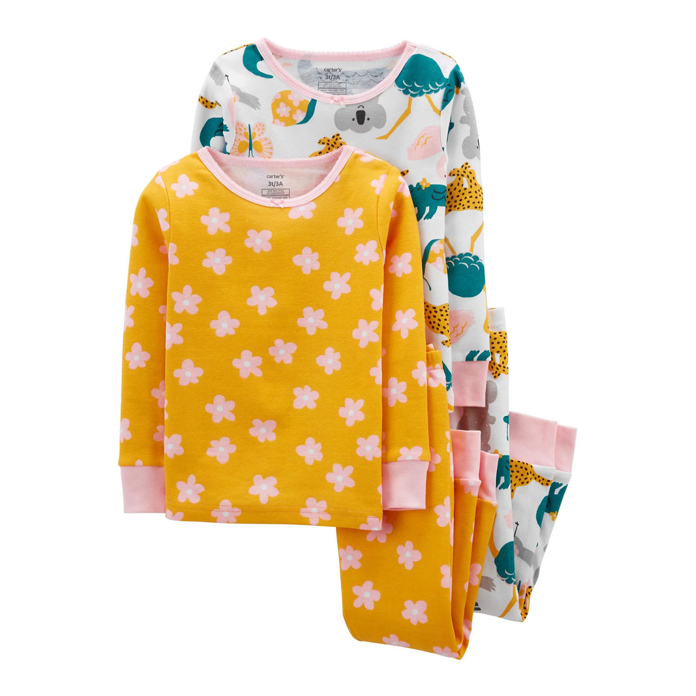 Baby Girl Carter's 4 Piece Animals & Floral Pajama Set | Kohl's