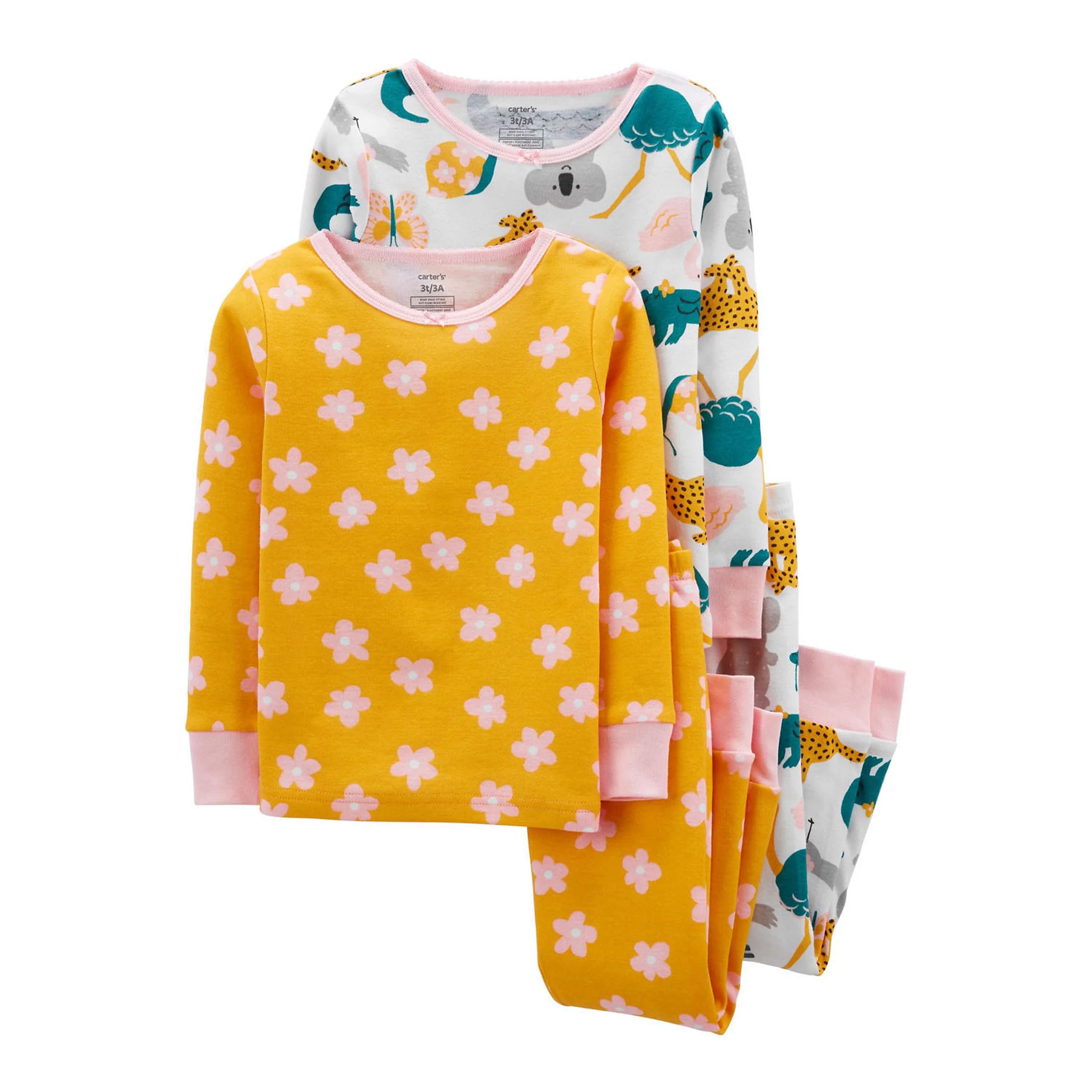 Baby Girl Carter's 4 Piece Animals & Floral Pajama Set | Kohl's