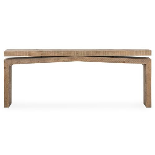 Rayan Solid Brown Reclaimed Rustic Wooden Console Table | Kathy Kuo Home