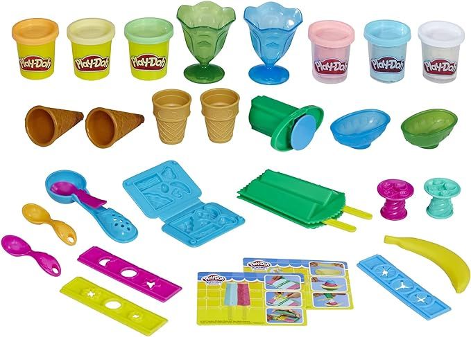 Play-Doh Kitchen Creations Ice Cream Party Play Food Set with 6 Play-Doh Colors, 2-Ounce Cans (Am... | Amazon (US)