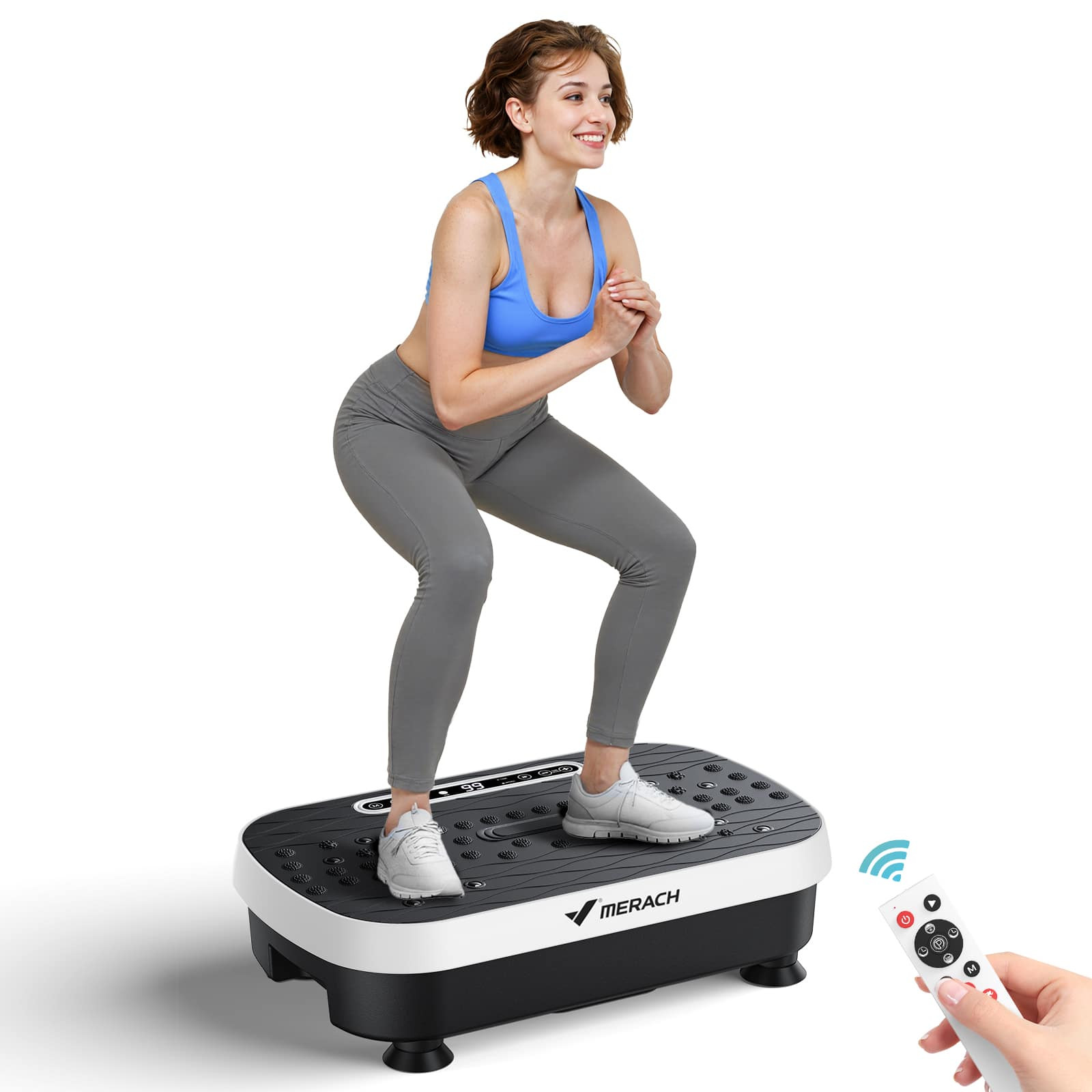 MERACH - Vibration Plate with Dual Massage Modes (shiatsu & magnetic), 99 Speeds, Lymphatic Drainage for Full Body Workout - White | Best Buy U.S.
