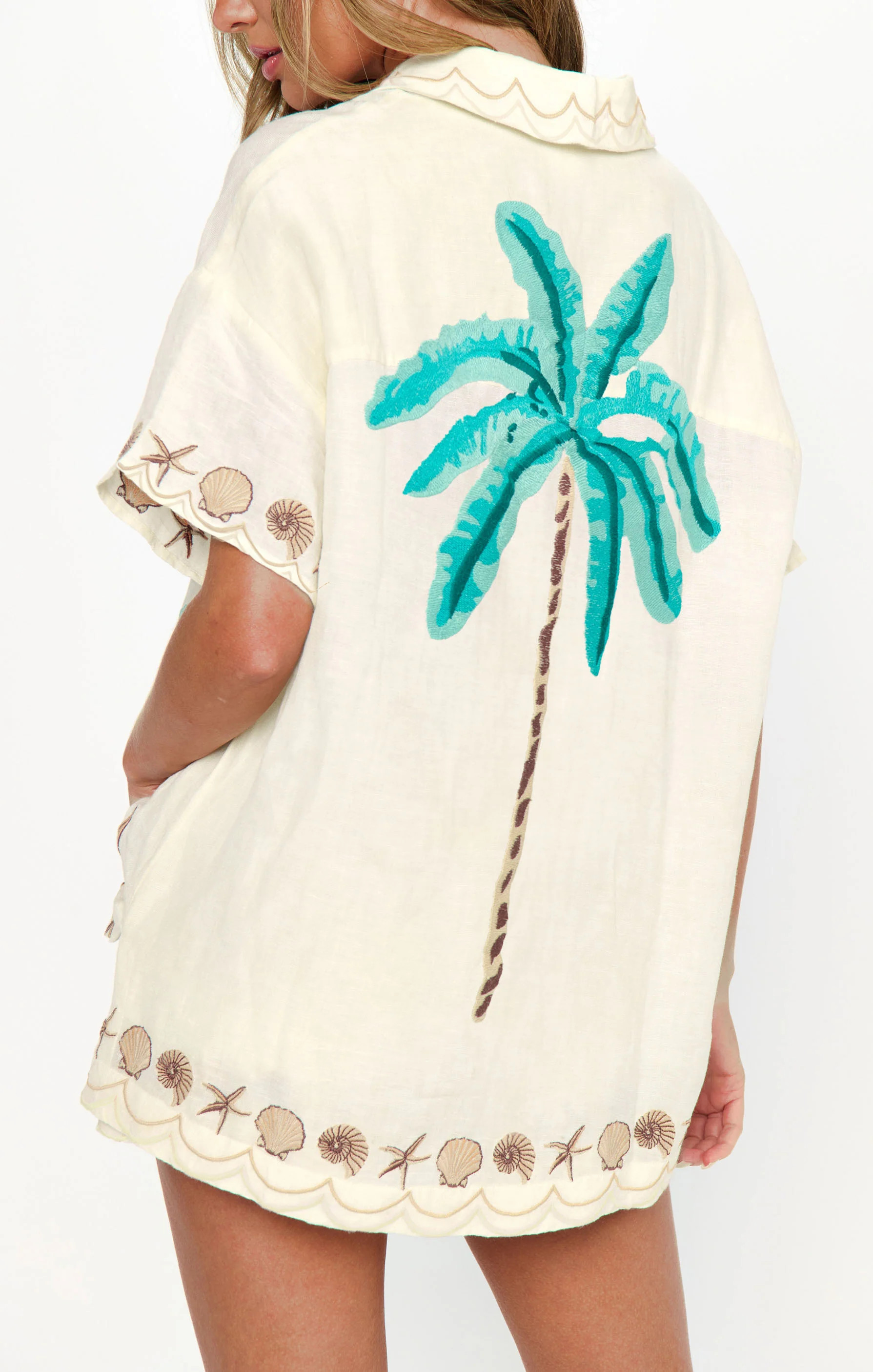 Parker Button Down, in Beachfront Embroidery, Size: XS | Show Me Your Mumu | Show Me Your Mumu