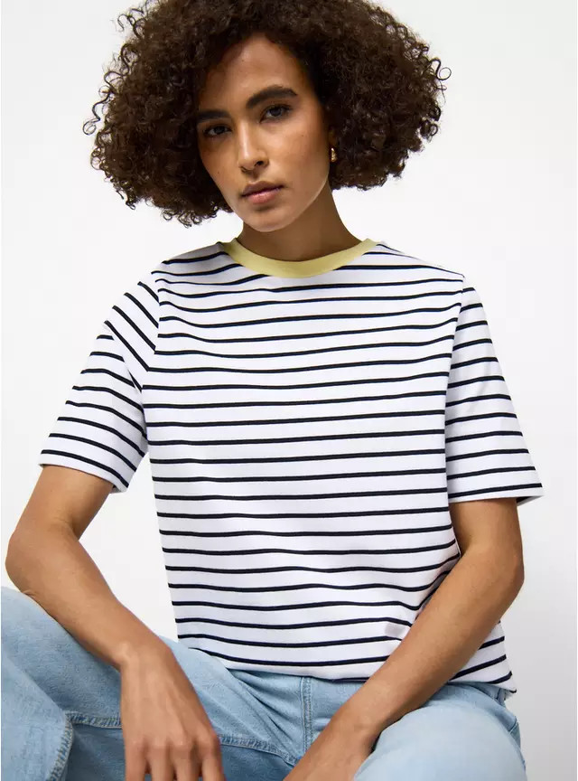 Buy Mono Stripe Print Regular Fit T-Shirt 6 | T-shirts | Tu | Tu Clothing