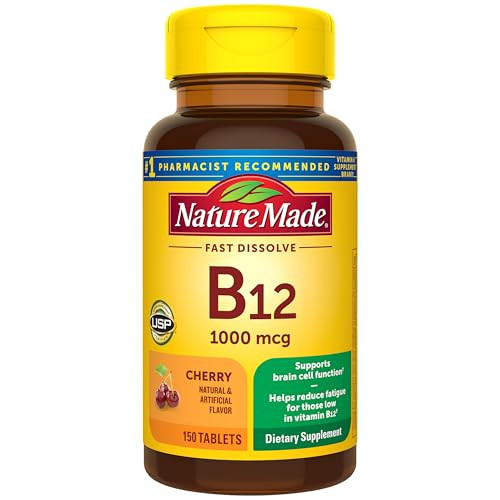 Nature Made Vitamin B12 1000 mcg, Easy to Take Vitamin B12 Sublingual Tablets for Energy Metabolism Support, 150 Sugar Free Fast Dissolve Tablets, 150 Day Supply | Amazon (US)