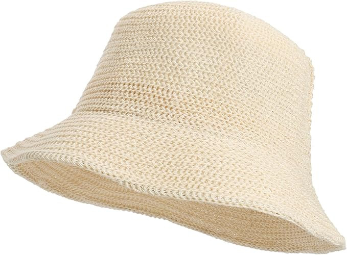 Women Mesh Woven Bucket Hat, Crochet Bucket Hat for Women Beach Hat, Trendy Sun Hat Packable Fold... | Amazon (US)