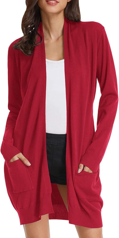 GRACE KARIN Essential Solid Open Front Long Knited Cardigan Sweater for Women | Amazon (US)