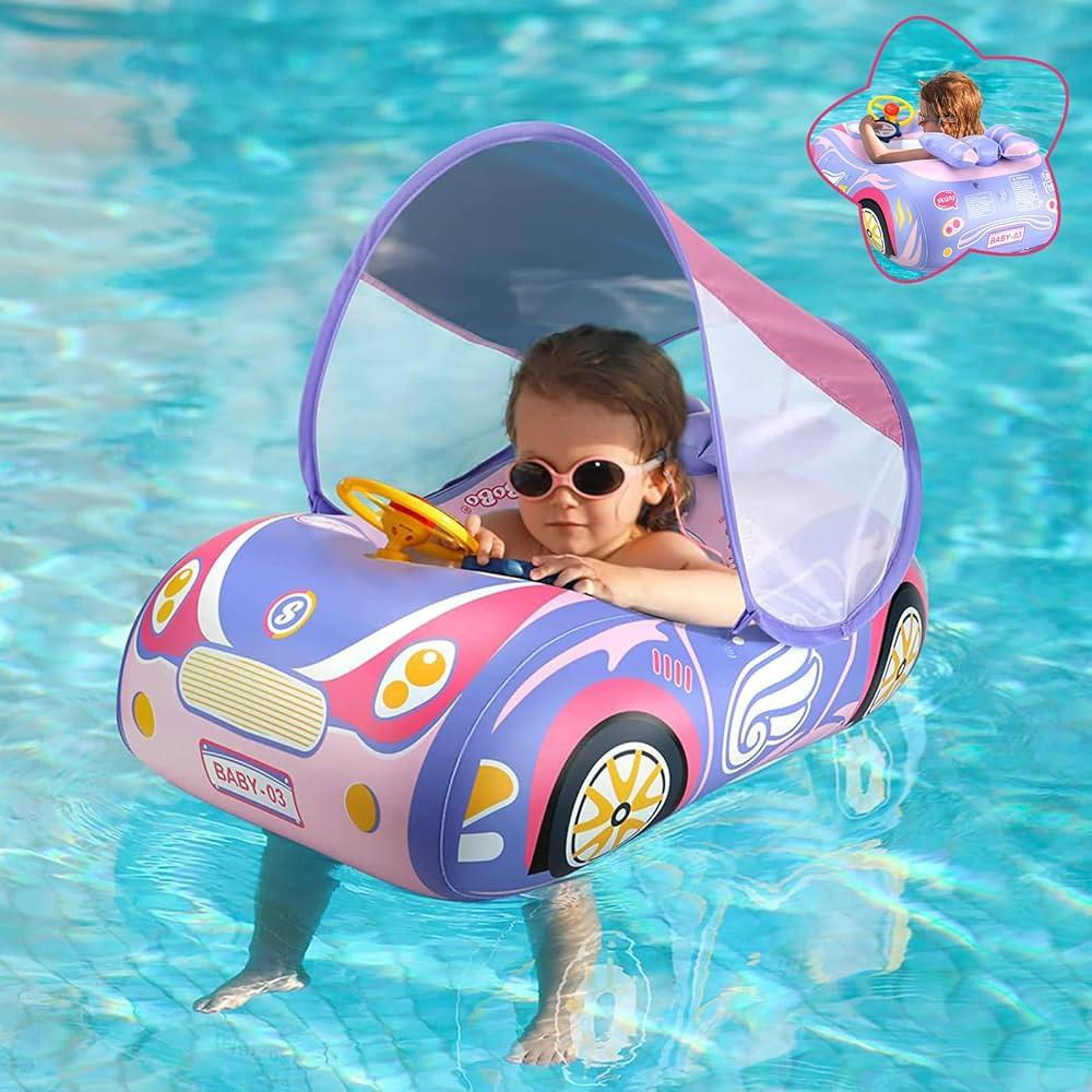 Baby Pool Float with 3D Car Design, Heavy Duty PVC Baby Swim Float, Toddler Pool Float, Swimming ... | Amazon (US)