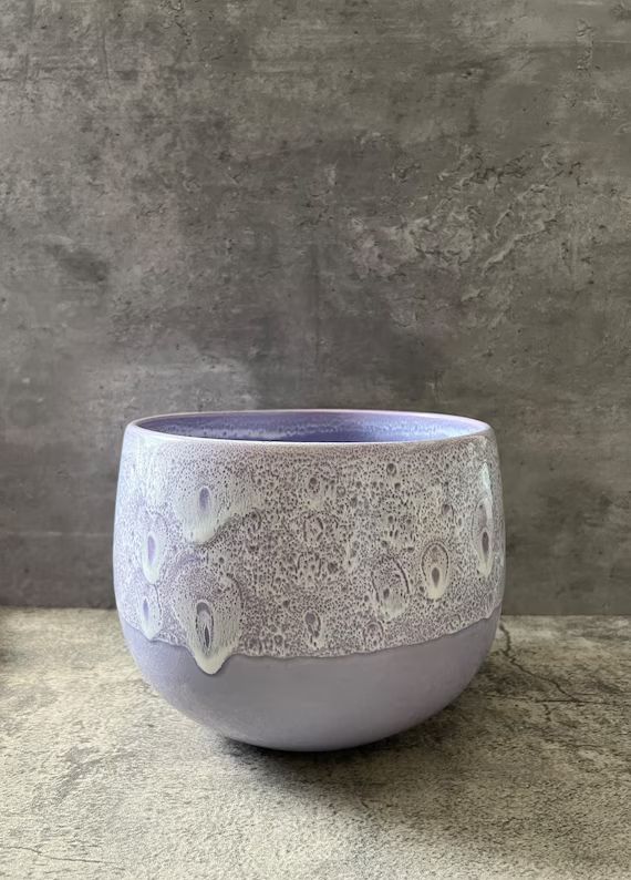 Purple/white Glazed Ceramic Planter - Etsy | Etsy (US)