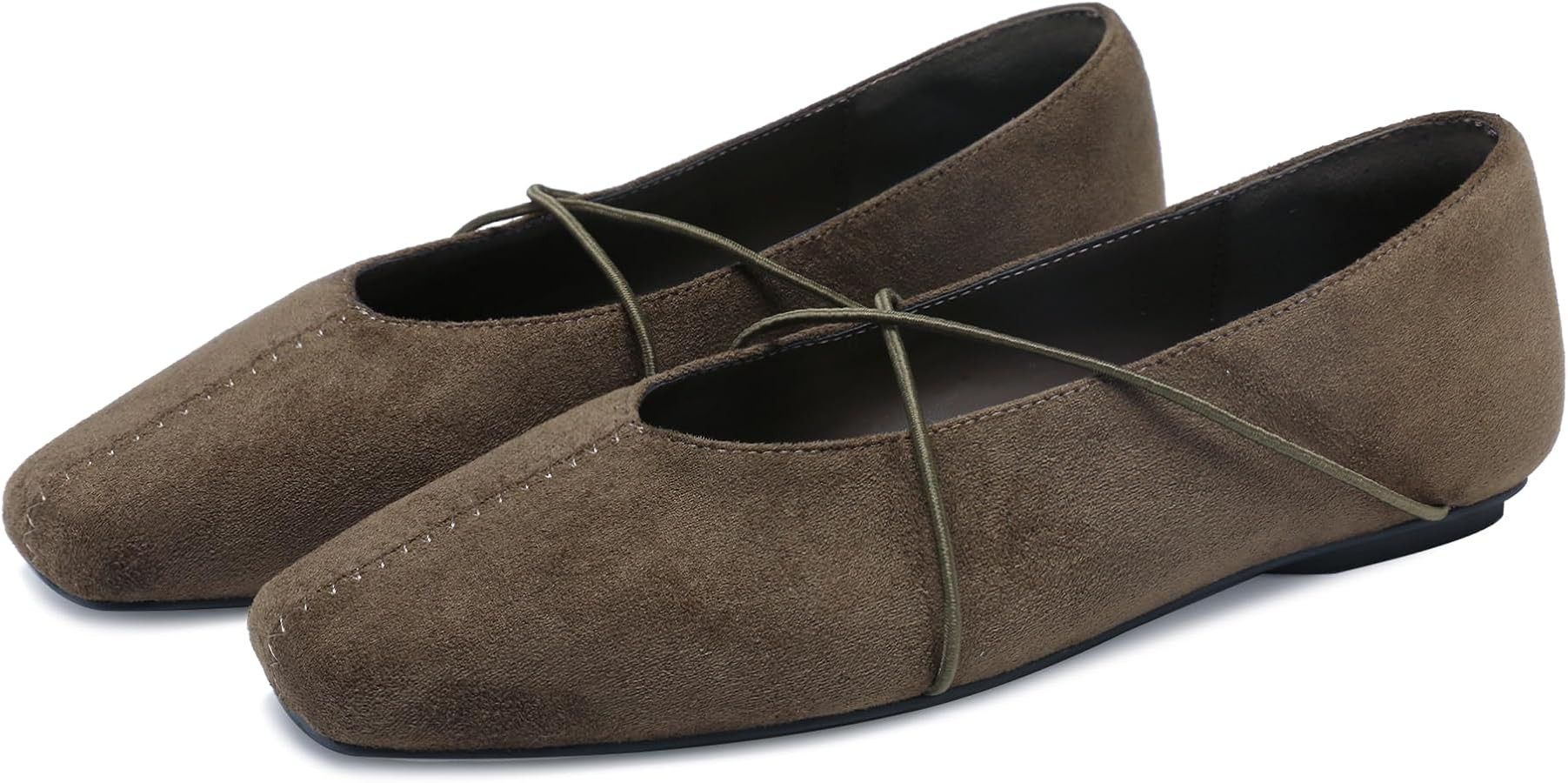 Women's Square Toe Ballet Flats Criss-Cross Straps Comfortable Slip On Mary Jane Flat Shoes for O... | Amazon (US)
