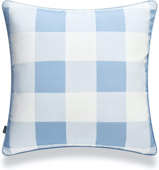 Hofdeco Coastal Patio Indoor Outdoor Pillow Cover ONLY for Backyard, Couch, Sofa, Baby Blue Buffa... | Amazon (US)