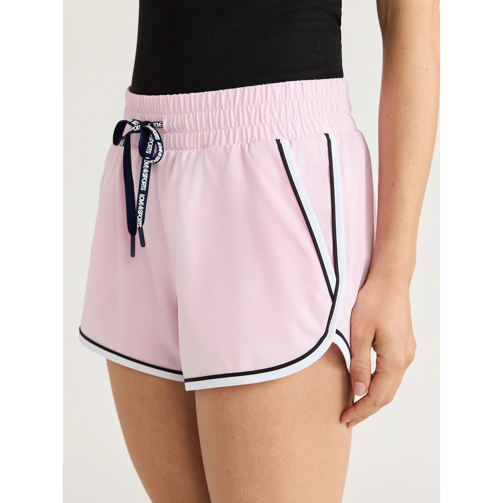 Love & Sports Women's Vintage-Inspired Piped Running Shorts, 3” Inseam, Sizes XS-XXXL | Walmart (US)