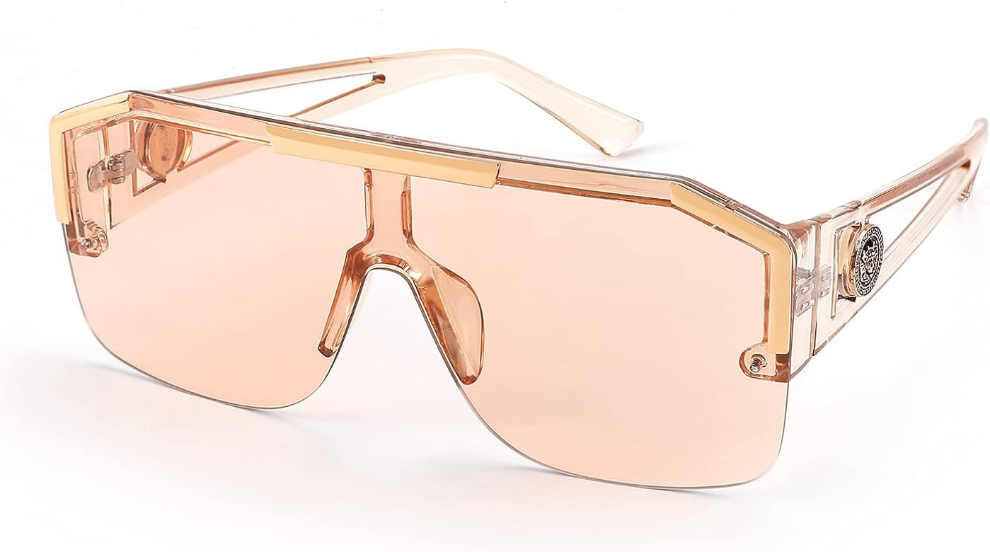 FEISEDY Square Flat Top Shield Sunglasses One Piece Frameless Stylish Women Men UV400 B2765 | Amazon (US)