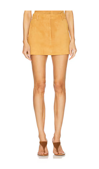 Leather Suede Mini Skirt in Suede Tan | Revolve Clothing (Global)