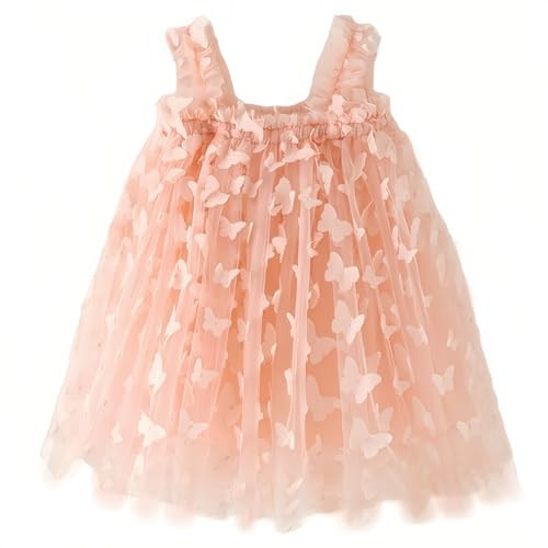 Baby Girls Tutu Dress, Pink Butterflies Toddler Baby Girls Sleeveless Layered Princess Tulle Sundress Party Dress,Pink with Full Butterflies Size 130 | Amazon (US)