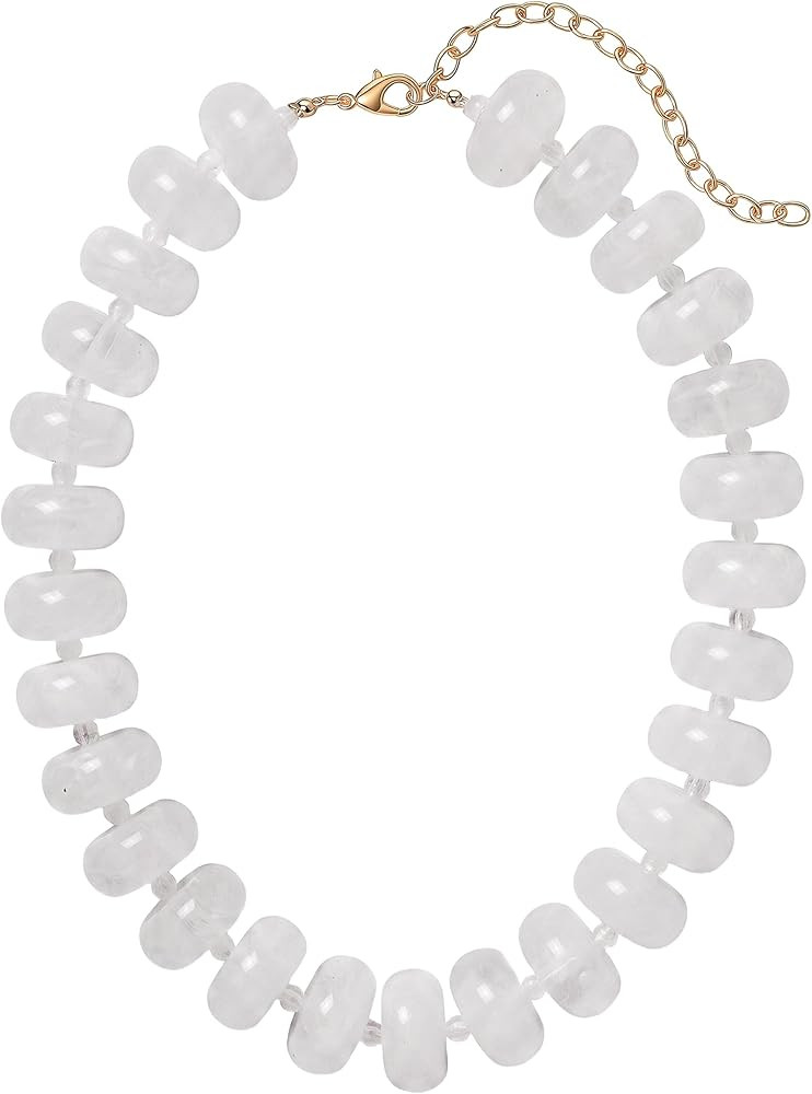 Chunky Bead Necklace for Women,Stone & Oversized Beaded Necklaces,Bold Statement Chain,Large Bead... | Amazon (US)