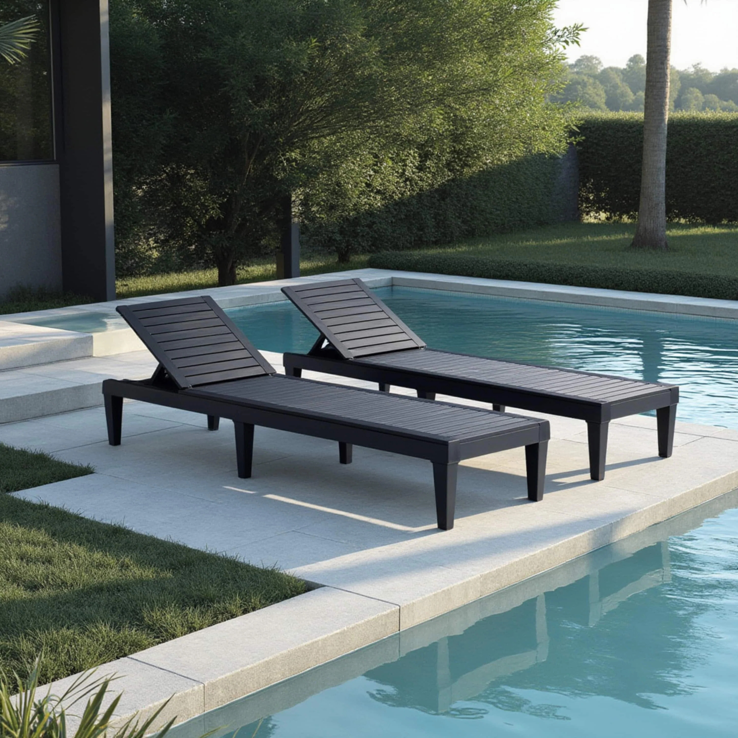 Nestl Waterproof, Lightweight, and Adjustable Outdoor Polyresin Chaise Lounge Set for Patio | Wayfair North America