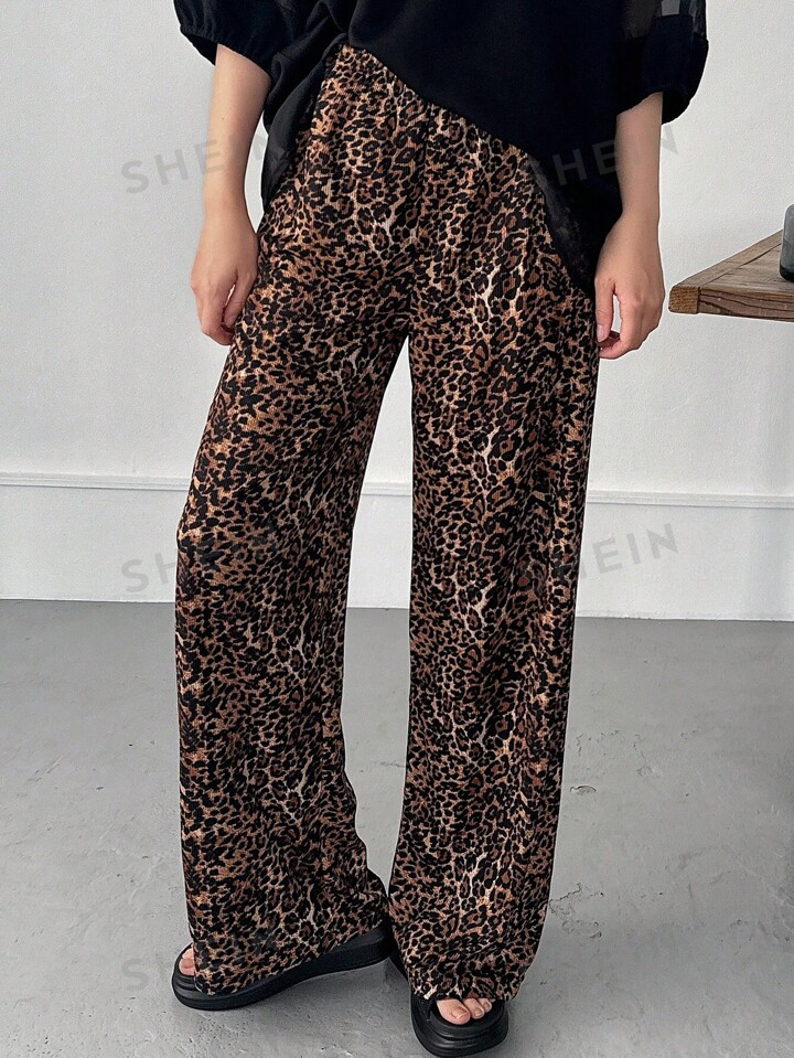 DAZY Women's Leopard Print Simple Daily Long Pants | SHEIN