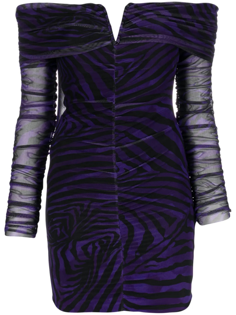 NISSA zebra-print off-shoulder Minidress - Farfetch | Farfetch Global