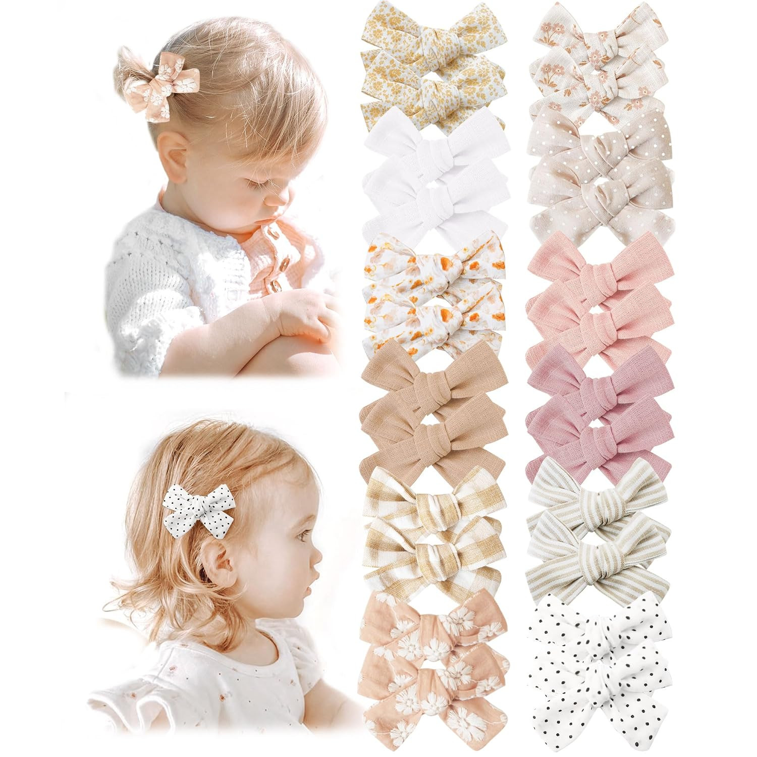 24 Pack Baby Hair Bows for Girls, Toddler Hair Clips in Paris | Amazon (US)