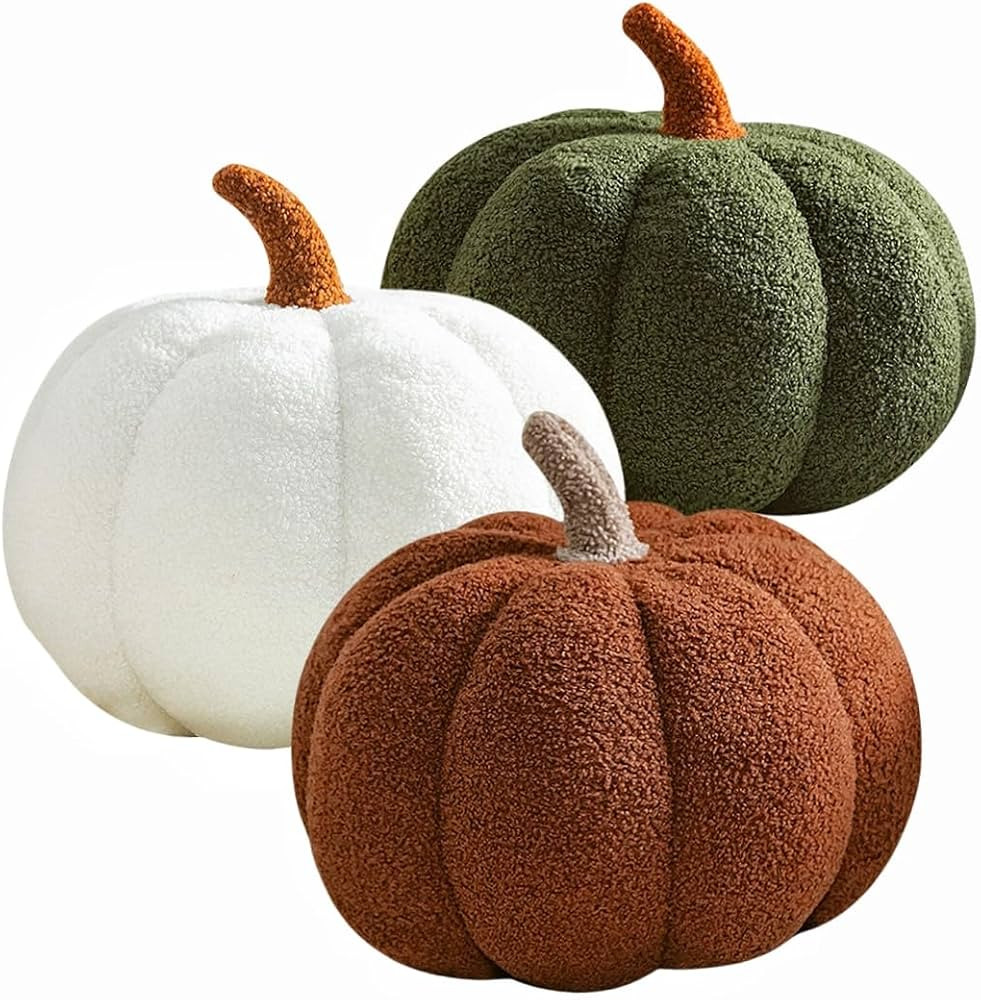Srutirbo Teddy Fleece Pumpkin Throw Pillows Cute 3D Shaped Cushion Halloween Home Decoration (8 i... | Amazon (US)