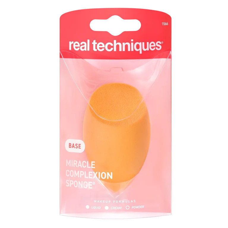Real Techniques Miracle Complexion Sponge, Makeup Sponge for Liquids & Creams, Orange, 1 Count | Walmart (US)
