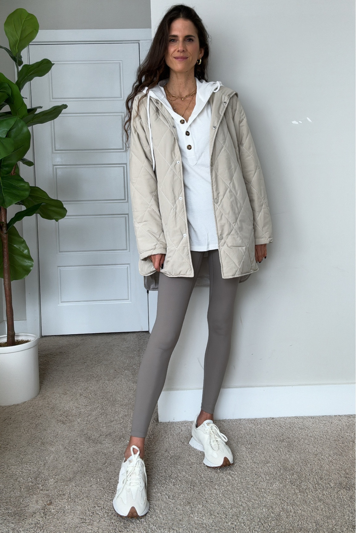 What to wear to | how to style | winter to spring outfit | Amazon outfit | spring outfit ideas | casual outfit ideas | neutral sneakers | front seamless leggings | long sleeve tunic tee | long quilted jacket | comfy style | comfy outfit | comfy style | comfy chic | mom outfit ideas | Amazon spring finds | Amazon spring must haves |

#LTKfindsunder50 #LTKshoecrush #LTKstyletip