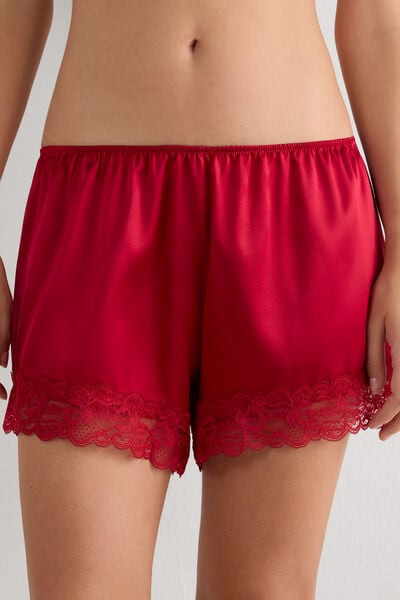 Intimissimi Lace Trim Silk Shorts Woman Red Size S | Intimissimi (US)